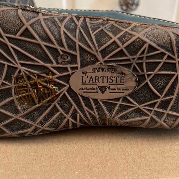 L'Artiste by Spring Step-LIBOOTIE turquoise floral etching faux leather/fur-6 - Picture 8 of 10